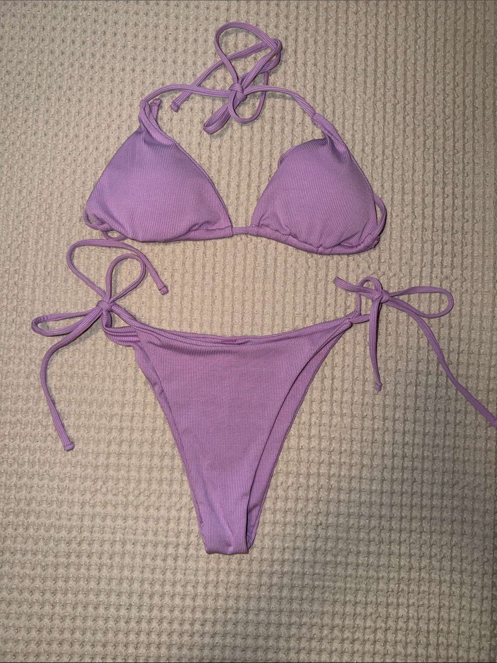 Lilac Tie-Side Triangle Bikini Set - Women Swim